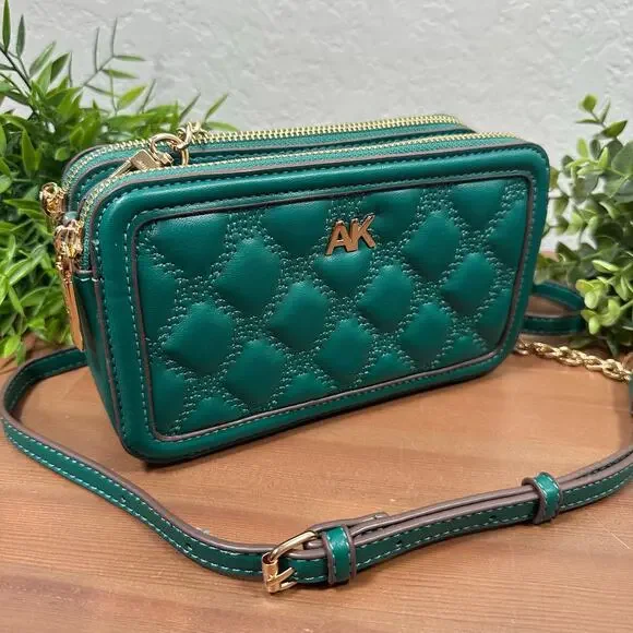 Anne Klein Quilted Double Zip Crossbody Bag - Picture 4 of 10